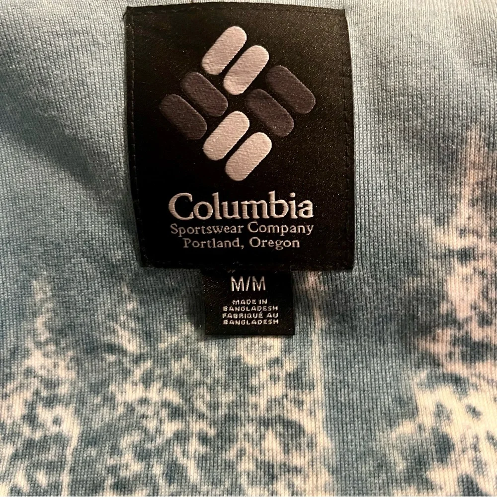 Columbia, Helvetia vest ski print blue button front Sherpa Size, M